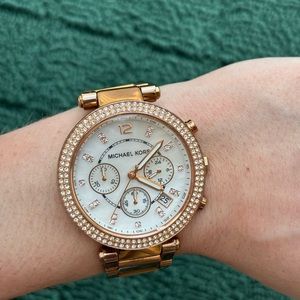 Michael Kors Women's Chronograph Parker Rose Gold-Tone Watch 39mm